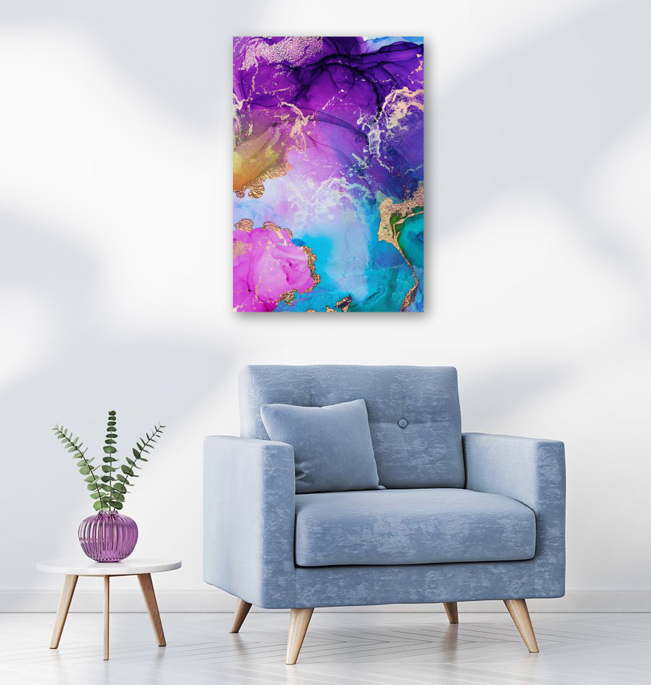 PURPLE, BLUE AND GOLD CANVAS PRINT